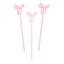 The Cotton & Canvas Co. Coquette Bow Acrylic Drink Stirrers, Cocktail Stick, Swizzle Stick, Girl's Birthday, Bridal Shower, Baby Shower, Pink Bow Party Decor, Tutu Birthday, Teen, Sweet 16