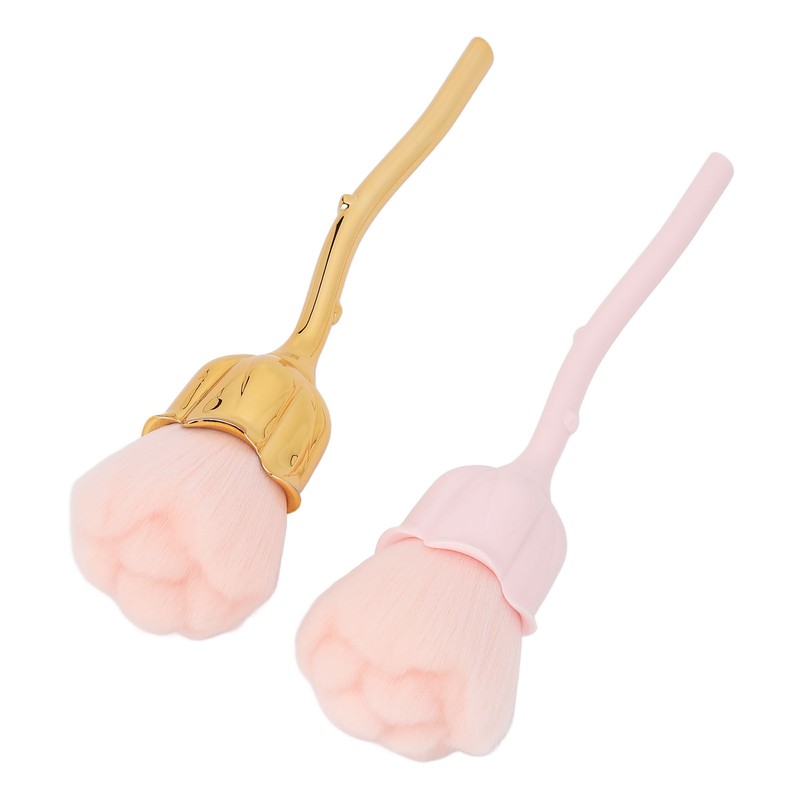 2pcs Nail Dust Remover Pink Rose Nail Powder Cleaning Brush