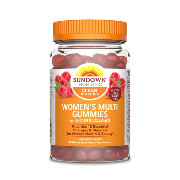 Sundown Naturals Women's Multivitamin with Biotin Gluten-Free Gummies Raspberry Flavor - 60 ct, Pack of 3