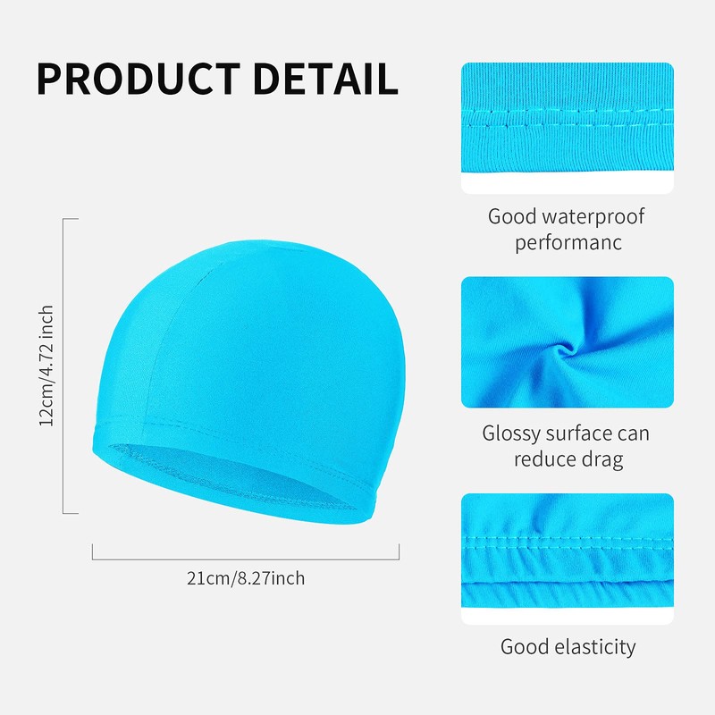 2 Pieces Elastic Swim Caps Comfortable Fabric Swimming Hat Lightweight