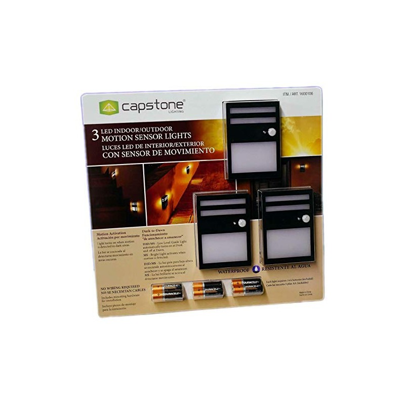 Capstone 3Piece Led Indoor/Outdoor Motion Sensor Lights, 3 Lb,, 3Count