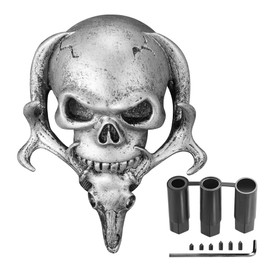 Blueshyhall Skull Car Gear Knob, Universal Skull Gear Lever Car Cover, Car Skull Gear Stick Shifter Knob Tuning Adapter, Car Gear Knob Decoration, Gear Lever Accessories (Silver)