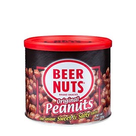 BEER NUTS Original Peanuts - 12oz Resealable Can, Sweet and Salty, Gluten-Free, Kosher, Low Sodium Peanut Snacks