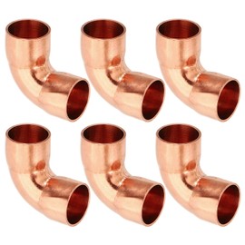 PATIKIL 12mm ID 0.8mm Thick Elbow Copper Fitting, 6pcs 99.9% Pure Copper Pipe Fitting 90 Degree Short Radius Tube Connector Sweat Solder for HVAC Refrigeration System