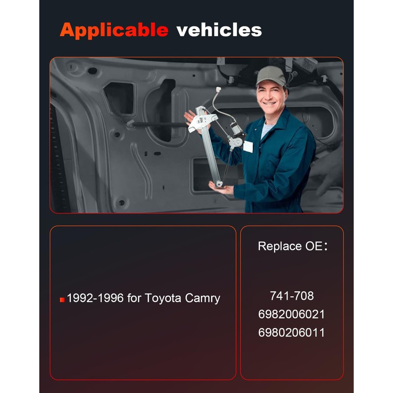 cciyu Power Window Regulator With Motor Replacement for 1992-1996 for