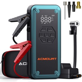 Jump Starter with Air Compressor, Acmount 3000A Car Battery Jump Starter with 150PSI Tire Inflator for Up to 9.0 Gas/8.0L Diesel, 12V Portable Jump Starter Box with LCD Display, Light (Blue)