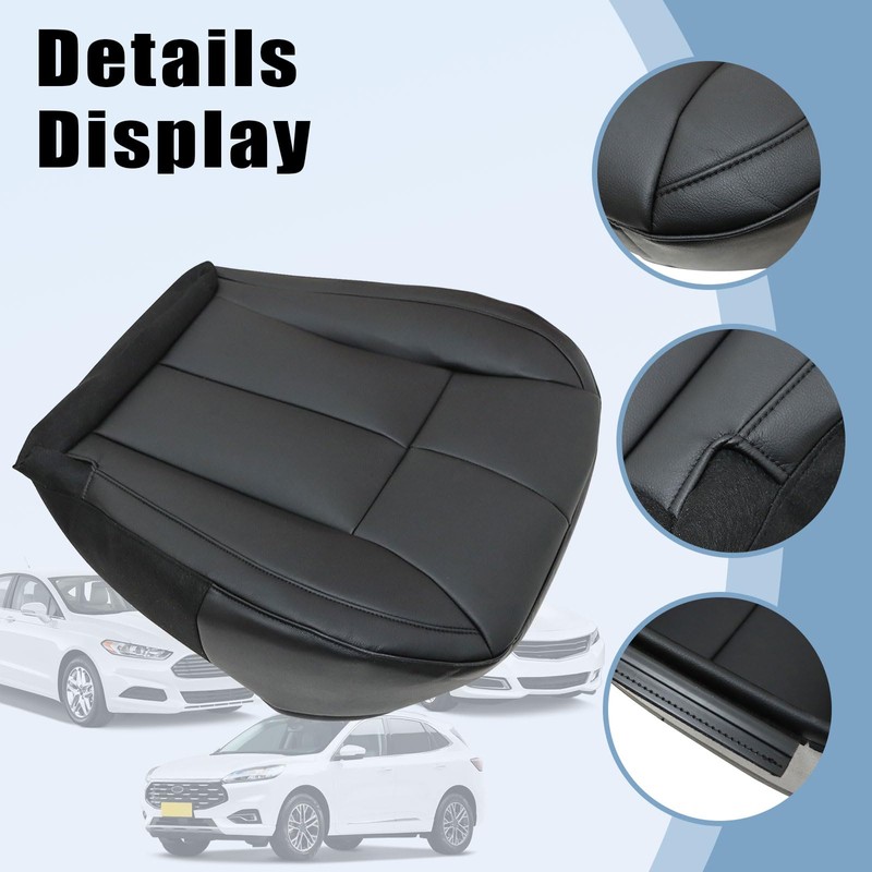 SecosAutoparts Driver Bottom Black Leather with Black Lines Seat Cover