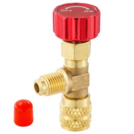 R12 R410 Refrigerant Charging Valve, Safety Flow Control Ball Valve, Brass Low Loss HVAC Fittings for R12 R22 R410A AC Manifold, Mini Split Air Conditioner Tool (1/4'' Male x 5/16'' Female)