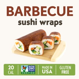 Barbecue Sushi Wraps (5 Count) – Vegan, Gluten-Free, Plant-Based Sushi Wraps with Savory BBQ Flavor – Low-Carb, Non-GMO Alternative to Seaweed Sheets