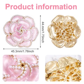 PAGOW 3Pcs Flower Brooch Pin, Fashion Petal Pearl Elegant Exquisite Brooches Pins Set Decoration for Women Wedding Banquet Party Shirts Dresses