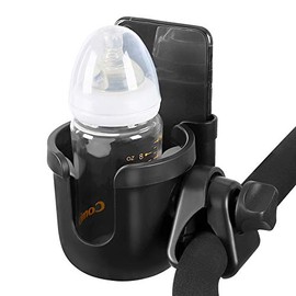 Accmor Stroller Cup Holder with Phone Holder, Bike Cup Holder, Universal Cup Holder for Uppababy Nuna Doona Strollers, 2-in-1 Cup Holder for Walker, W