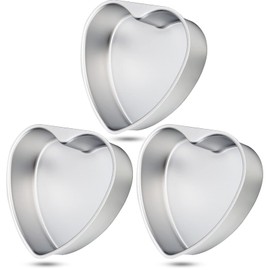 Nuogo 3 Pieces Heart Shaped Cake Pans 8 Inch Heart Cake Mold Funny Tins for Baking DIY Baking Mold Tool for Kitchen Birthday(Silver)