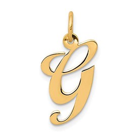 14k Gold Medium Fancy Script Initial G Charm