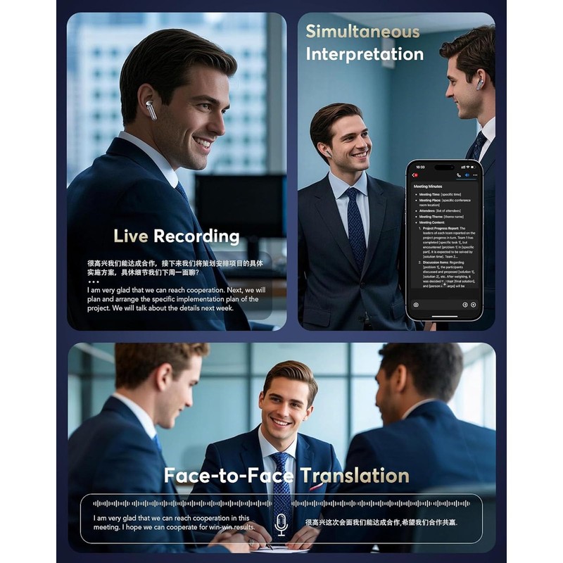 Luocute Translation Earbuds Real Time, 164 Language AI Translator Earbuds