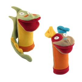 Cate & Levi, Set of 2 Hand and Sock Puppets, Made in Canada, with Moveable Mouths, Eco Friendly and Safe for All Ages, Baby and Birthday Gift (Dog, Dragon)