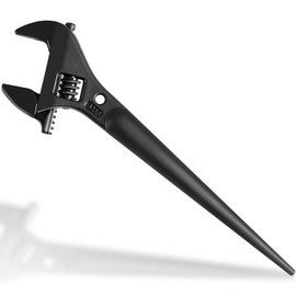 LAIKOU 3227 Extra Wide Adjustable Wrench 10 Inch Construction Spud Wrench for Up to 1-7/16 Inch Nuts and Bolts with Tether Hole, Heavy Duty Multi Tool for Mechanics and DIY (Black Oxide)