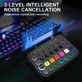 NEWFUN Mixer, soundboard, mixer for PC, Mixeur RGB for PC for streaming Avec enregistrement personnalisé, compatible with différents systèmes d'exploitation et logiciels