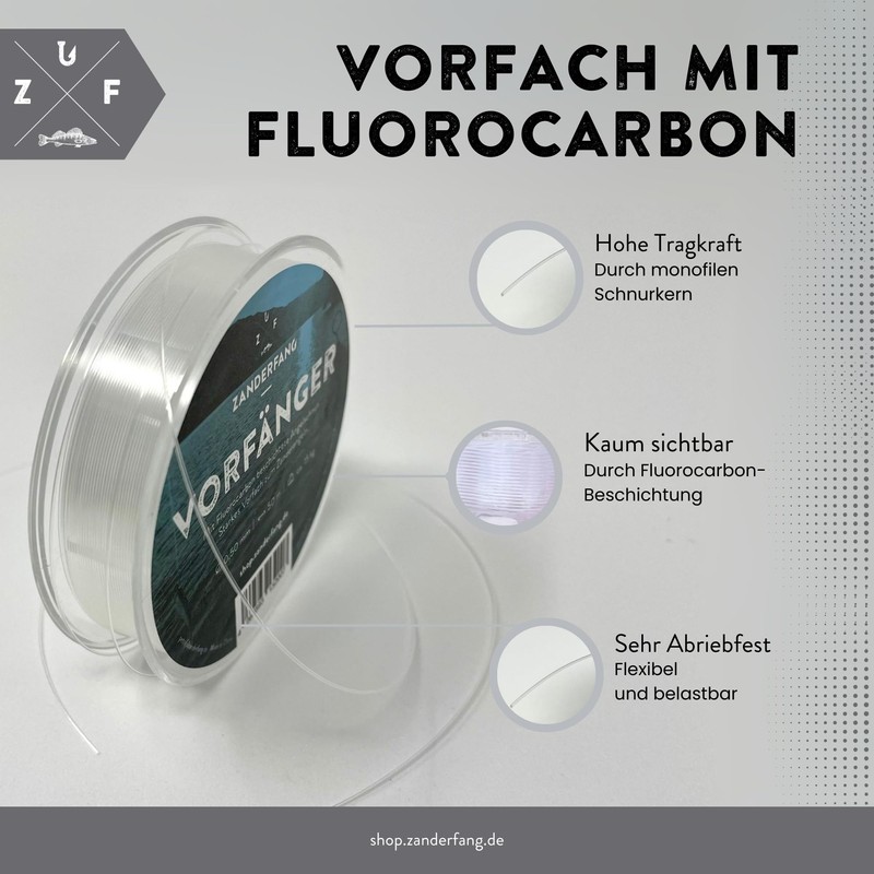Zanderfang - Fluorocarbon leader fishing line for pike and zander