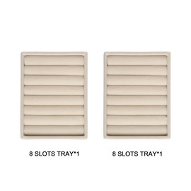 Frebeauty Small Jewelry Tray Set,Velvet Ring Organizer,Stackable Jewelry Organizer Tray,Mini Jewelry Drawer Organizer,4.92 x 3.74 x 0.9 Inches,7 Slots Ring Tray for Women Girls(Set 2,Beige)