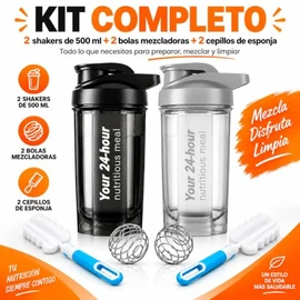 2 Piezas Shaker para Proteina 500ML con 2 Bolas y 2 Cepillos de Esponja