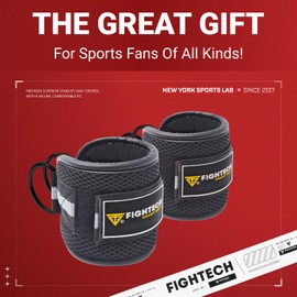 FIGHTECH Ankle Straps Cable Machine Attachment for Gym - Cable Kickback Ankle Straps - Padded Ankle Cuffs for Glute Kickbacks and Leg Workouts (Black/Classic)