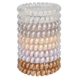 JessLab JessLab Spiral Hair Ties for Women, 10-Pack Traceless No-Damage Ponytail Holders, Coils Hair Bands for Girls, Assorted Colors