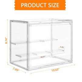 Acrylic Display Case 3 Tiers Clear Figure Display Cases for Collectibles Stackable Storage Box with Magnetic Door Dustproof Showcase