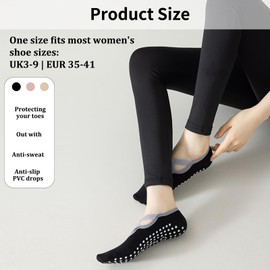 JEKUGOT 3 Pairs Non-Slip Yoga Socks - Women's Cotton Pilates Barre Dance Gym Socks - Fall Prevention Grip Socks for Pilates, Fitness, Ballet, Home Workout
