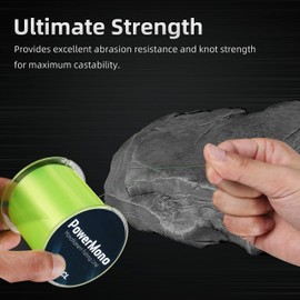 RUNCL PowerMono - Línea de pesca monofilamento – Máxima fuerza, amortiguador, suspensión en agua, apto para nudos, línea de pesca overol (amarillo, 12 libras (5.4 kgs), 300 yardas)