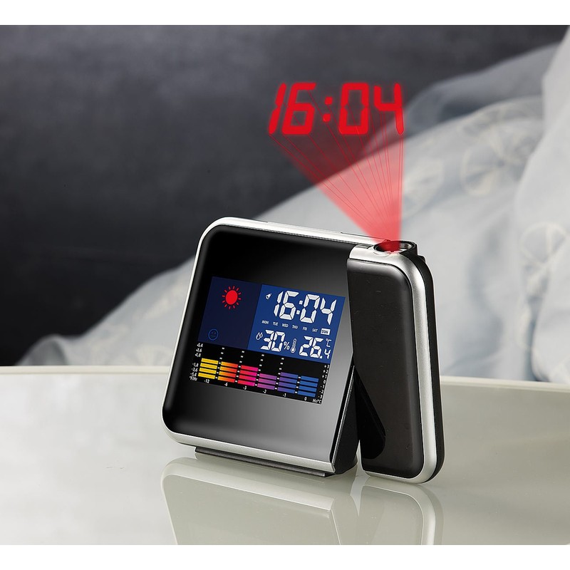 infactory Elegant Projection Alarm Clock with Colourful Weather Display