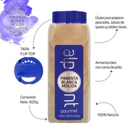 ALPONT GOURMET Pimienta Blanca Molida, 605 g