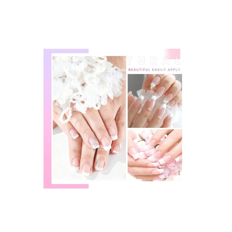 AORAEM Puntas de uñas francesas blancas, 120 puntas de uñas