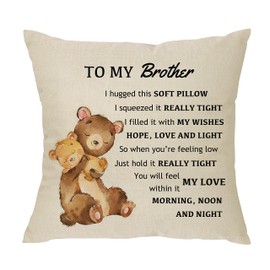 To My Brother Pillowcase Gift,Funny Brother Pillow Cover For Men Boys Teens Birthday Christmas Brother Gift From Sister Big Little Brother Cushion Cover 18"x 18"