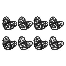 GLOKUUCA Heart Shaped Rattan Ball - 8 Pack Heart Shaped Wicker Balls - Fits for Vase Fillers DIY Craft - Wicker Rattan Balls - (2-inch x 1.65-inch, Black)