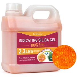 LotFancy 2.3 LBS Orange Indicating Silica Gel Beads Desiccants (Industry Standard 3-5 mm), Reusable Silica Beads for 3D Printer Filament AMS (Orange to Green)