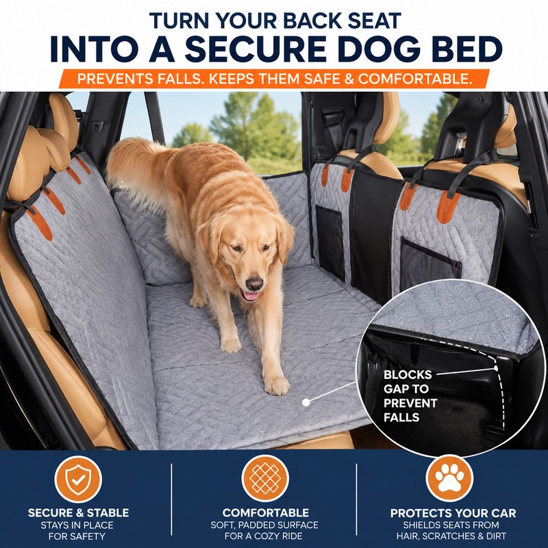 Dog Car Seat Cover for Travel – Waterproof Back Seat