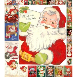 Decoupage Paper Pack (35 Sheets 6"x8") Christmas Santa FLONZ Vintage Styled Christmas Pictures Cards for Decoupage, Craft and Scrapbooking
