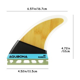 AQUBONA Surfboard Fin Single Base MF Fiberglass Surfing Thruster with Fin Bag & Fin Key