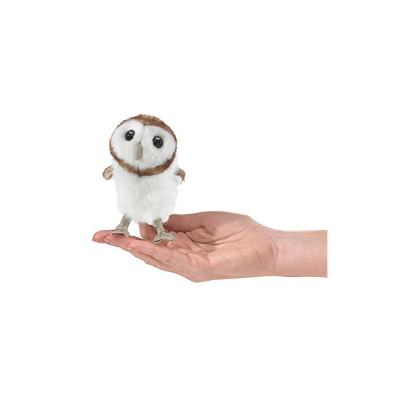 Folkmanis Mini Barn Owl Finger Puppet Cream, Brown, 1 EA