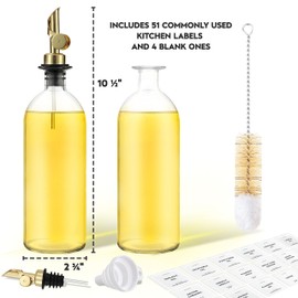 Spaceneat Olive Oil Dispenser Bottle for Kitchen, Coffee Syrup Dispenser - Elegant Olive Oil Bottles for Kitchen - Glass Cooking Oil Dispenser, Container, Cruet with Pourer Spout - Set of 2pcs, Gold