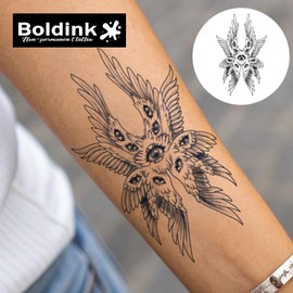 Boldink Temporary Tattoos, semi permanent tattoos, 15-day long lasting tattoo sticker, waterproof and anti-reflective, unique design(Wings and eyes)