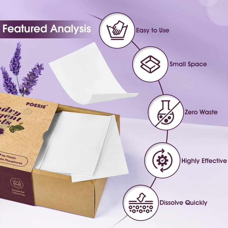 Poesie Laundry Detergent Sheets Lavender Scent 3 Pack 480 Sheets