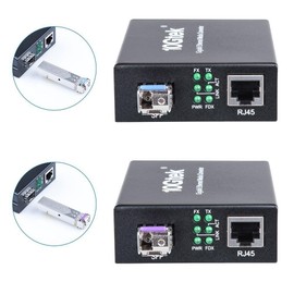 ipolex a Pair of Bidi Gigabit Single-Mode LC Fiber to Ethernet Media Converter, with BiDi SFP LX Module, 1.25G Fiber Media Converter,1000Base-LX to 10/100/1000Base-TX (1310-nm/1550-nm, 20km@OS1OS2SMF)