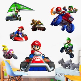 SKTFFR Mario Brothers Wall Decals Children Cartoon Bedroom Background Wall Decoration PVC Wall Decor for Boys Room Living Room (Size 23.7 x 17.7 inch)