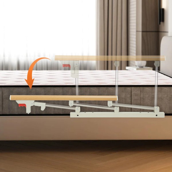 Unbranded Wood color Bed safety railings enhance bedside safety and