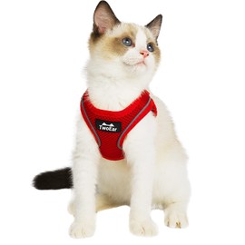 TwoEar Cat Harness Escape Proof, Soft Dog Vest Harness Adjustable, Breathable Mesh Step-in Puppy Walking Jacket Reflective Easy Control for Extral Small Pets for Outdoor Walking(XXS, Red)