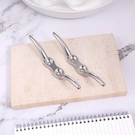 2 Pcs Marine Hardware Rope Cleat, 4 Inch Stainless Steel Dock Cleats Heavy Duty Rope Cleat Marine Stainless Deck Boat Cleats with Mounting Screws for Deck, Kayaks, Nautical Decor