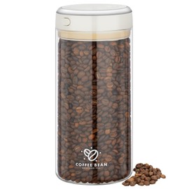 Coffee Canister Airtight 500 g Beans, 1.7 L Coffee Container with Vacuum Lid, Borosilicate Glass Vacuum Container with Outlet Valve and Date Display, Storage Jars for Coffee Beans, Tea, Cocoa (1700 ml