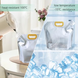 Ieblica Collapsible Water Container Bag,Bpa Free Food Grade Aluminum Foil Storage Jug For Honey Storage, Drinking Water Or Beverage Storage Or Camping Hiking (1.32Gallon/5L-10 Pack)