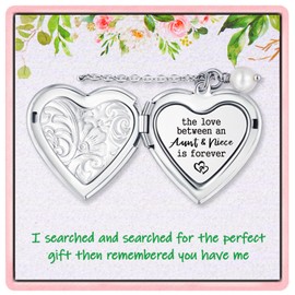 OLLaili Aunt Gifts From Niece Aunt Niece Gifts Locket Necklace Niece Gifts From Aunt Birthday Gift Aunt and Niece Gifts for Mothers Day Christmas Valentines, Stainless Steel, No Gemstone, silver